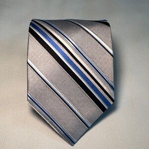 Jos. A. Bank Classic Striped Tie in Black, Gray, and Blue formal, office